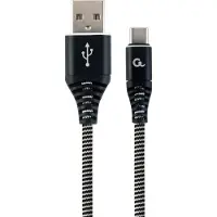 Gembird Baumwoll USB-Ladekabel Typ C, 2 m, schwarz/weiß