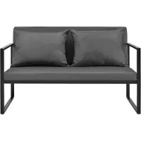 Casa.pro Banc de jardin 70 x 114 x 60 cm Canapé de jardin Banc de parc Banc Lounge Fer noir / gris foncé