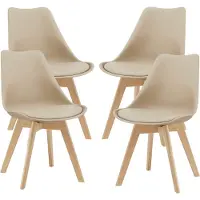En.casa Chaise de salle à manger 'Fläten' (lot de 4) Chaise rembourrée en similicuir beige
