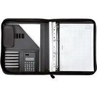 Juscha Organisateur à anneaux Riccione , format A4, similicuir FINEtouch, avec calculatrice, noir