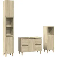 vidaXL Ensemble de meubles de salle de bain 3 pièces en bois composite chêne Sonoma