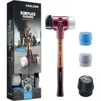 HALDER SIMPLEX-Plusbox Starterkit, marteau de protection SIMPLEX D60, composition de caoutchouc avec pied / superplastique ainsi qu'un insert de frappe TPE-soft et TPE-mid plus un ouvre-bouteille | 3027s026