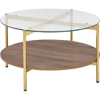 Beliani Table Basse Métal Plaqué En Bois Doré Lovell