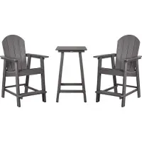 Beliani Ensemble Pour Bistro Matière Synthétique Gris Foncé Adirondack