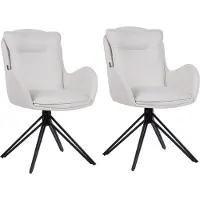 Beliani Lot de 2 chaises de salle à manger pivotantes en tissu beige avec accoudoirs dossier pieds en métal noir style rétro traditionnel
