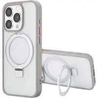 Accezz Coque Ring Stand avec MagSafe pour Apple iPhone 15 Pro - Gris