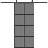 vidaXL Porte coulissante avec ferrure noire 90x205 cm verre trempé