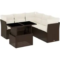 vidaXL Ensemble de salon de jardin 6 pièces avec coussins Marron Poly Rattan