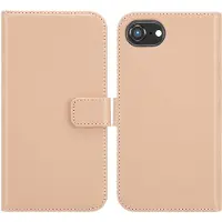 Selencia Étui portefeuille en cuir véritable pour Apple iPhone 17e / 16e - Dusty Pink