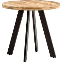Wohnling Table de salle à manger 80x80x75 cm Mango Massif Table de salle à manger moderne Table de cuisine massive avec pieds en métal Table de salle à manger ronde Petite table de salle à manger