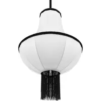 Beliani Lampe pendante Abat-jour en nylon blanc et noir Glands décoratifs Design vintage traditionnel Luminaire de salon