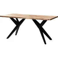 Wohnling Table de salle à manger 200x100x76 cm acacia massif métal Table de salle à manger style loft table de cuisine avec pieds en métal table en bois industrielle Grande table de salle à manger