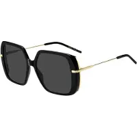 BOSS Lunettes de soleil en acétate noir à effet superposé avec branches dorées