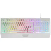 Mars Gaming MK124, format standard (100 %), filaire, USB, touches à membrane, LED RGB, blanc