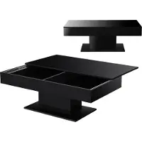 En.casa Table basse 'Lünen' avec 2 compartiments de rangement 40 x 110 x 60 cm noir brillant