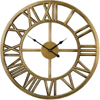 Beliani Horloge murale fer doré ø 61 cm forme ronde chiffres romains suspendu style moderne traditionnel accessoires décoration