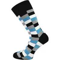 Normani Chaussettes 'Square' turquoise / gris / noir / blanc