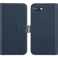 Selencia Étui portefeuille en cuir véritable pour Apple iPhone 17e / 16e - Bleu