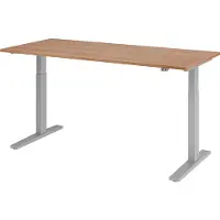 Hjh OFFICE PRO Bureau réglable en hauteur XMKA | 2 moteurs | 120-180 cm | électrique | noyer, Couleur du piètement:Argent, Dimension du plateau:180 x 80 cm