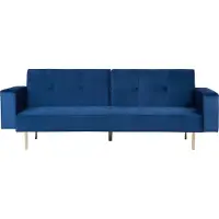Beliani Canapé-Lit Visnes Bleu Marine Velours