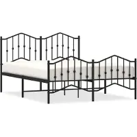vidaXL Cadre de lit avec tête et pied de lit en métal noir 135x190 cm