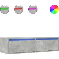 vidaXL Armoire TV avec lampes LED gris béton 100x35,5x25 cm