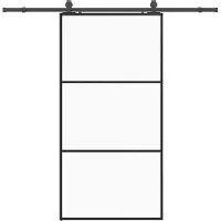 vidaXL Porte coulissante avec ferrure noire 102x205 cm verre ESG