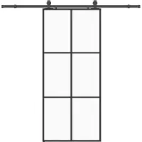 vidaXL Porte coulissante avec ferrure noire 90x205 cm verre ESG