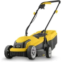 Powerplus POWEG62203, tondeuse électrique de 1000 W, largeur de coupe de 320 mm, bac de ramassage de 30 litres, 3 réglages de hauteur de coupe (25–65 mm), fonctionnement filaire