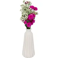 Atmosphera VASE CÉRAMIQUE STRIÉ FERNAN 30CM BLANC MAT