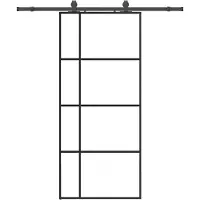 vidaXL Porte coulissante avec ferrure noire 90x205 cm verre ESG