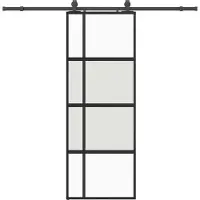 vidaXL Porte coulissante avec ferrure noire 76x205 cm verre trempé