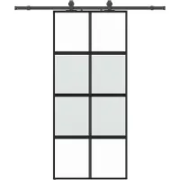 vidaXL Porte coulissante avec ferrure noire 90x205 cm verre trempé