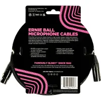 Ernie Ball Cbles Microphone Gaine Tissee XLR Mâle/XLR Fem 6M Noir