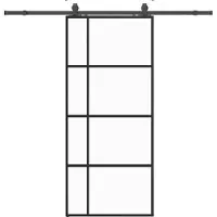 vidaXL Porte coulissante avec ferrure noire 90x205 cm verre ESG