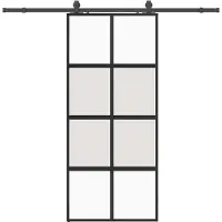 vidaXL Porte coulissante avec ferrure noire 90x205 cm verre trempé