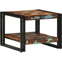 vidaXL Table basse multicolore 50x50x38 cm Vieux bois massif