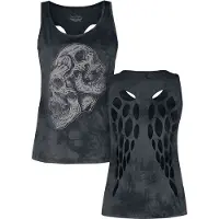 Rock Rebel by EMP Top de - Haut avec imprimé frontal & découpes dans le dos - S - XXL - pour Femme - gris - Taille S
