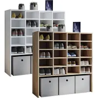 VCM Étagère À Chaussures En Bois Étagère À Chaussures Commode À Chaussures Bottes 20 Compartiments Hinsol Xl