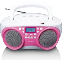 Lenco Radio FM portable / lecteur CD / MP3 et USB Rose -