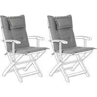 Beliani Lot de 2 coussins de chaise de jardin Maui Grey