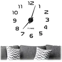 Relaxdays Horloge murale DIY , chiffres en 3D, sticker mural en forme d'horloge, installation facile, taille variable, style moderne, noir