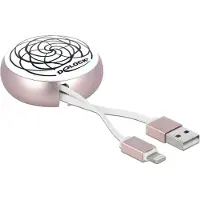 DeLOCK Câble USB enroulable type A vers Lightning blanc/rose, 92 cm, plat
