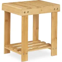 Relaxdays Tabouret De Salle De Bain Solide En Bambou, Repose-pieds, Jusqu'à 100 Kg, H X L X P 33,5 X 25 X 31 Cm, Nature -