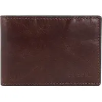 Fossil Cuir porte-monnaie Derrick Money Clip Bifold Dark Brown brun