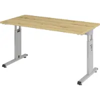 Hjh OFFICE PRO Bureau pied en C 140 x 67 cm chêne noueux/argent