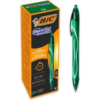 BIC Stylo gel Gel-ocity Quick Dry, mécanisme à pression, corps caoutchouté, épaisseur de trait 0,3 mm, 12 pièces, couleur d'encre vert