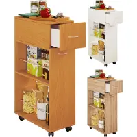 VCM Chariot de cuisine | Panier à rouleaux | Dimensions Étagère de cuisine env. H. 85 x W. 25 x D. 50 cm | espace de rangement suffisant et tiroir | roulable | Chariot de service - Tusal
