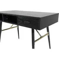 Ebuy24 GoldDesk Bureau avec 2 espaces de rangement ouverts, 1 tiroir 110x60 cm, noir.