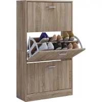 VCM Étagère en bois Kipper Étagère à chaussures Armoire à chaussures Basculement de chaussures 3 abattants Sipos L